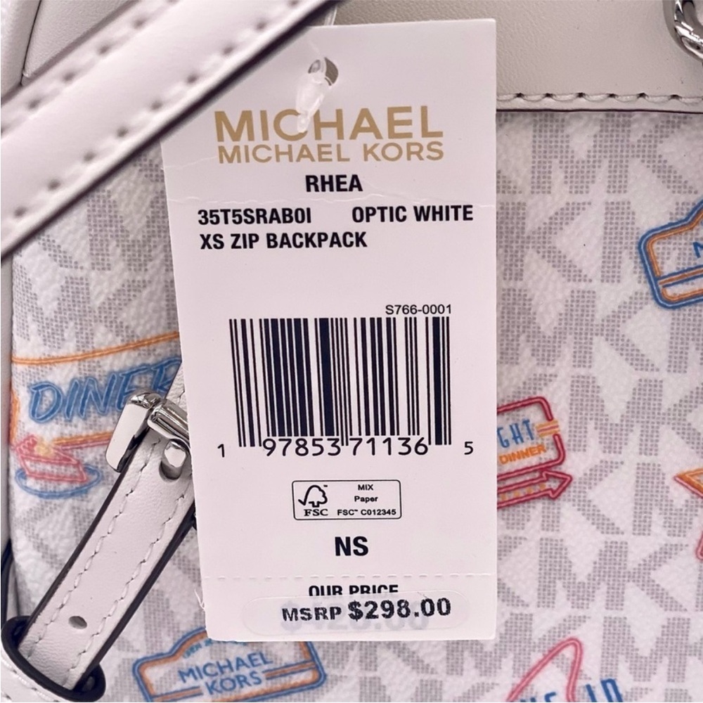 Michael Kors Rhea Extra-Small convertible Backpack Crossbody Optic White - Picture 7 of 11